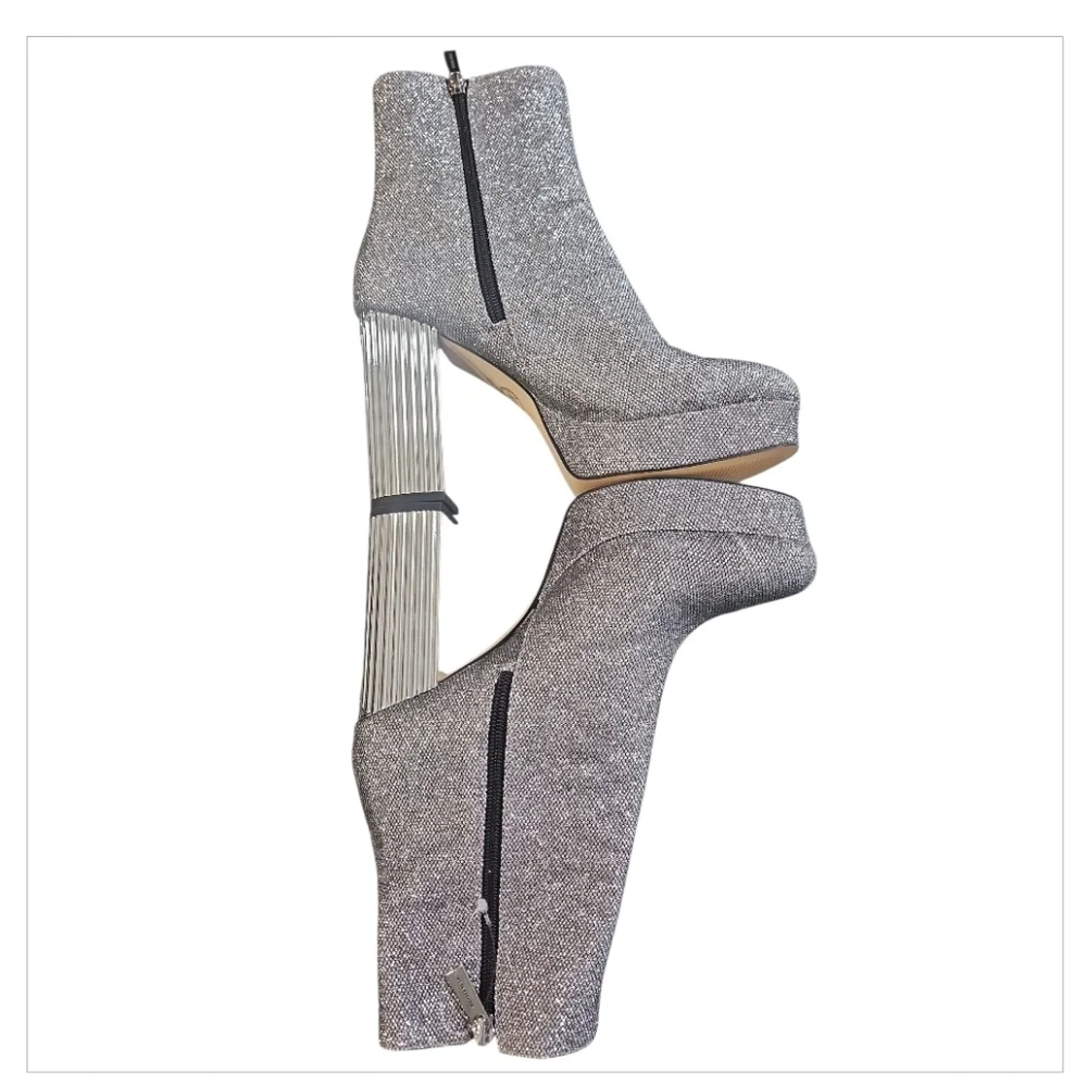 New MICHAEL Michael Kors Silver Platform Boots Sz 8.5